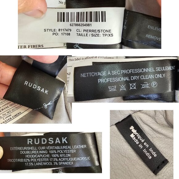 Rudsak 'Tisha' Women's Leather Jacket, Stone Color, Size XS - Picture 16 of 16